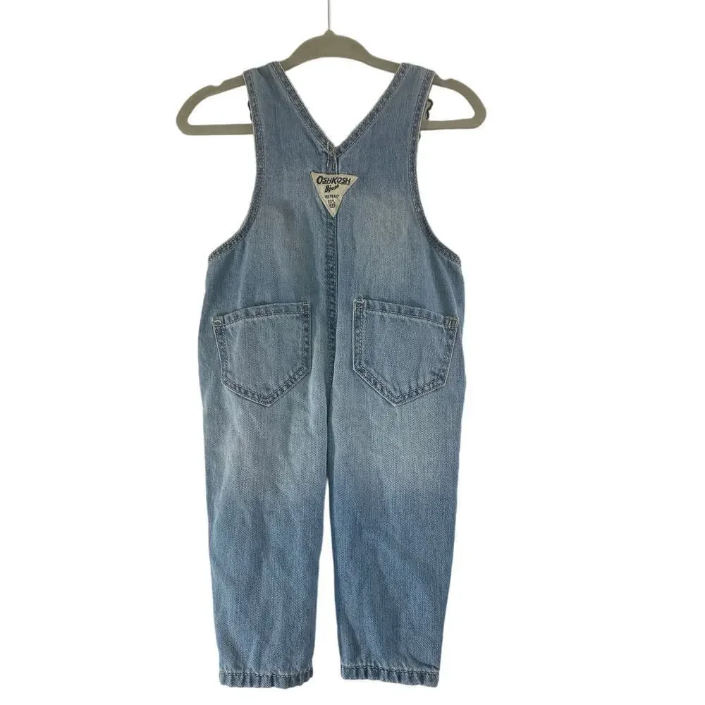 OSHKOSH B’GOSH Girl’s Heart Embroidered Jean Bib Overalls / Size: 6 Months